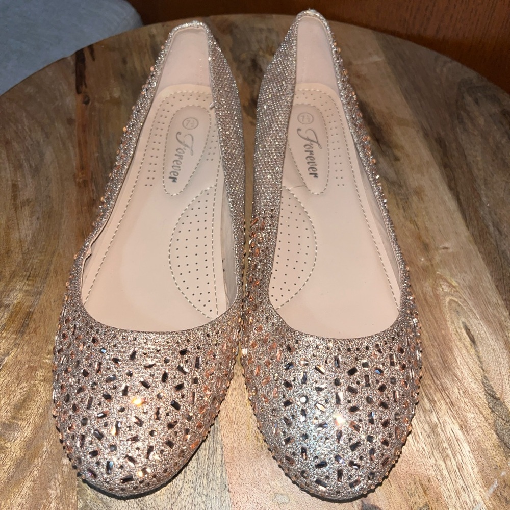 Sparkling Rose Gold Forever Ballarina Flats - Picture 2 of 3